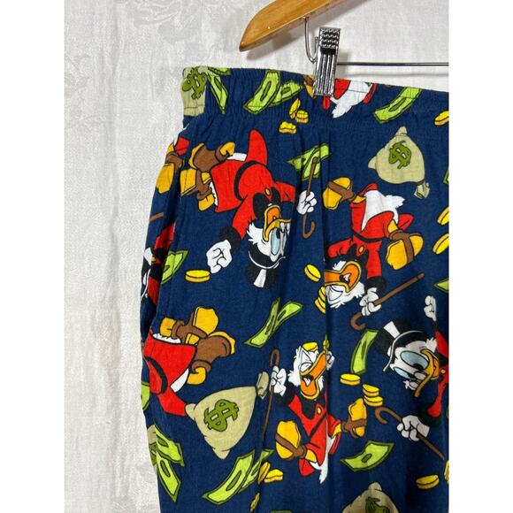 Disney Flannel Pants 4XL TALL Navy Scrooge McDuck Pockets Duck Sleep Villians - Picture 3 of 13